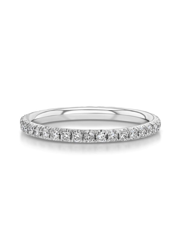 Single Row U-Pave 18k White Gold Ring with 1.5mm Diamonds