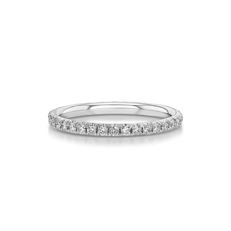 Single Row U-Pave 18k White Gold Ring with 1.5mm Diamonds