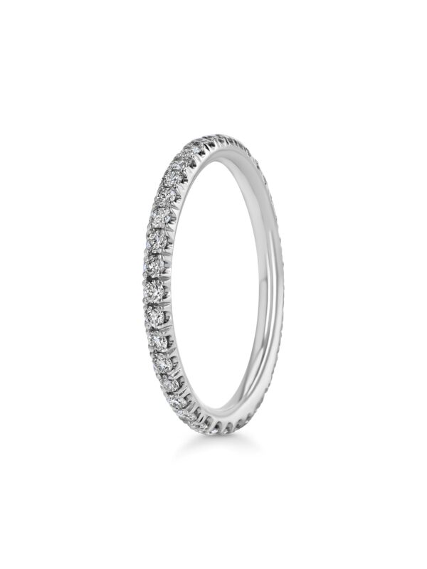 Single Row U-Pave 18k White Gold Ring with 1.5mm Diamonds 2