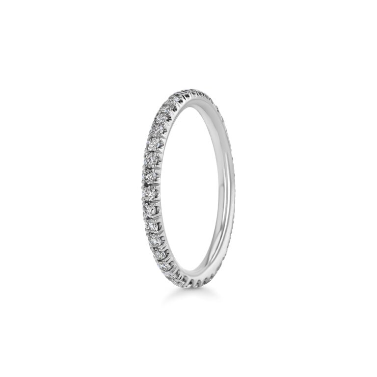 Single Row U-Pave 18k White Gold Ring with 1.5mm Diamonds 2