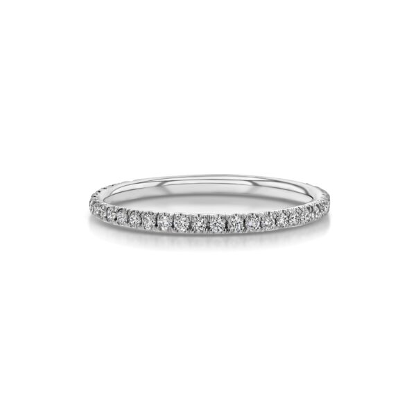 Single Row U-Pave 18k White Gold Ring with 1.2mm Diamonds