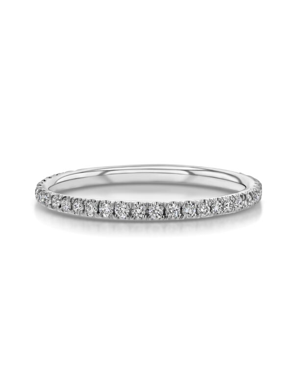 Single Row U-Pave 18k White Gold Ring with 1.2mm Diamonds