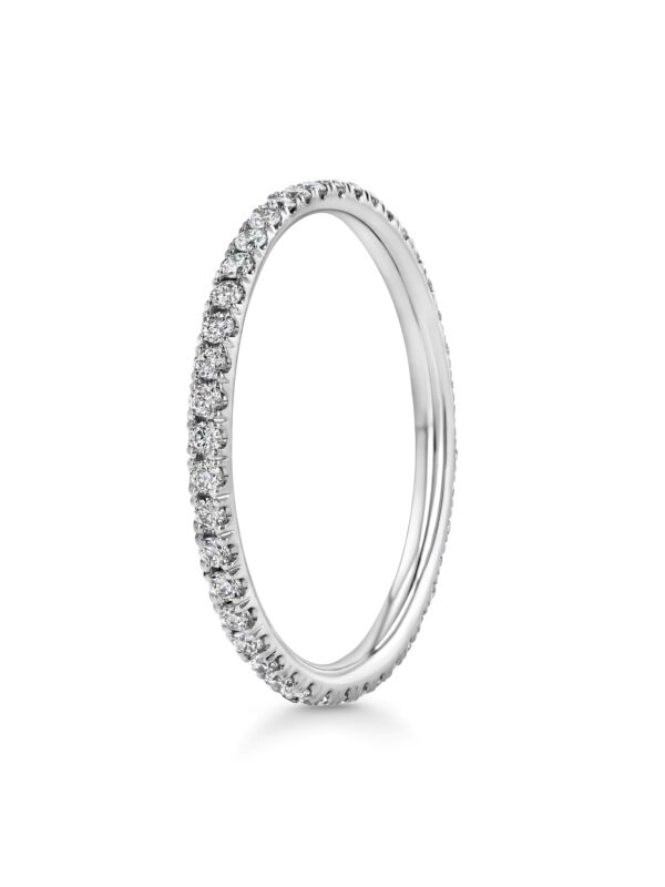 Single Row U-Pave 18k White Gold Ring with 1.2mm Diamonds 2