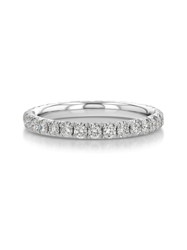 Single Row U-Pave 18k White Gold Ring with 2.0mm Diamonds