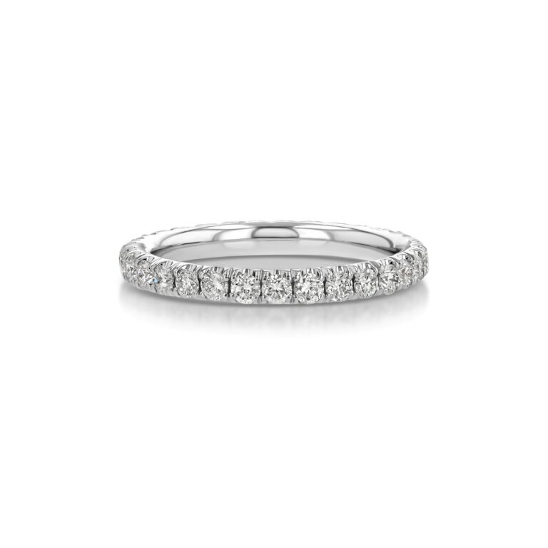 Single Row U-Pave 18k White Gold Ring with 2.0mm Diamonds