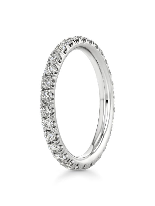 Single Row U-Pave 18k White Gold Ring with 2.0mm Diamonds 2