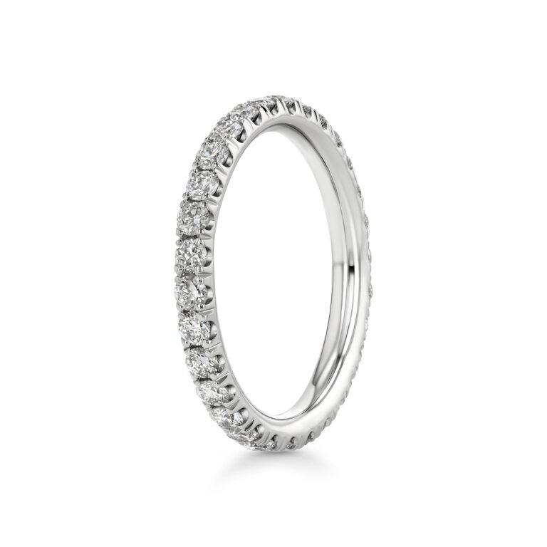 Single Row U-Pave 18k White Gold Ring with 2.0mm Diamonds 2