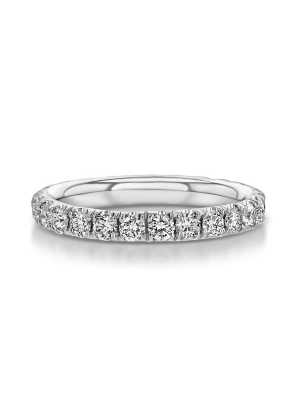 Single Row U-Pave 18k White Gold Ring with 2.3mm Diamonds