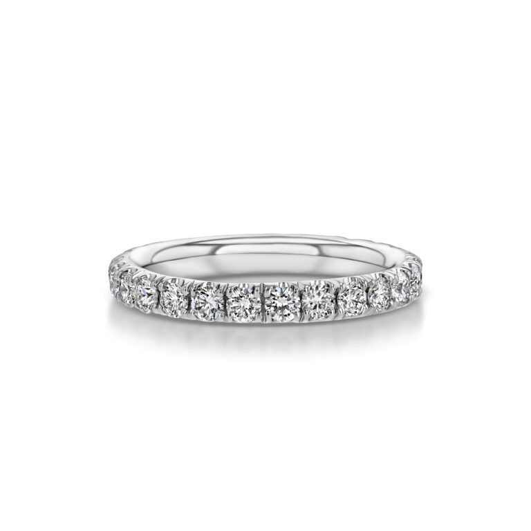 Single Row U-Pave 18k White Gold Ring with 2.3mm Diamonds