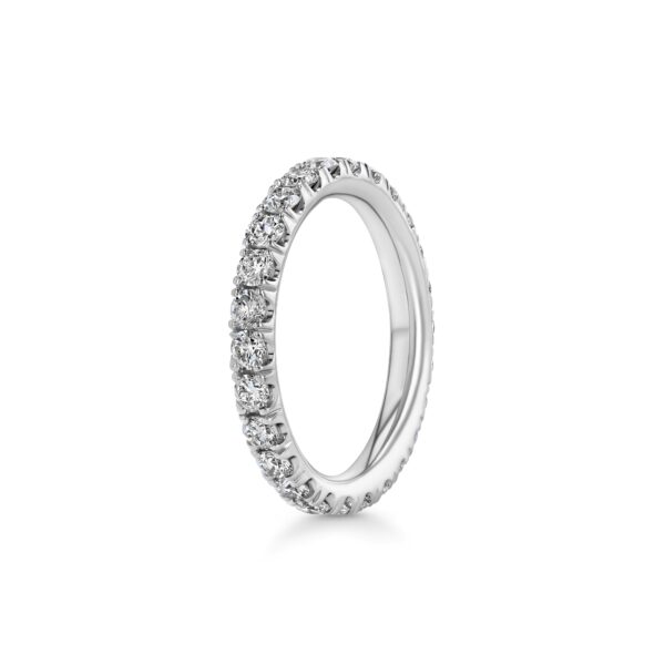 Single Row U-Pave 18k White Gold Ring with 2.3mm Diamonds