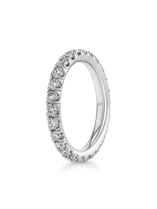 Single Row U-Pave 18k White Gold Ring with 2.3mm Diamonds 2