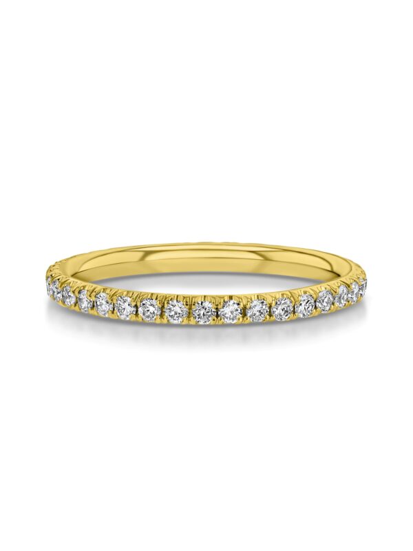 Single Row U-Pave 18k Yellow Gold Ring with 1.5mm Diamonds