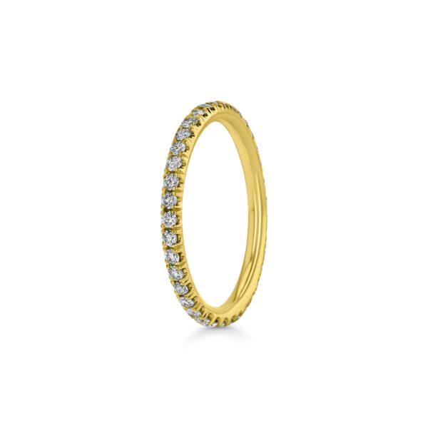 Single Row U-Pave 18k Yellow Gold Ring with 1.5mm Diamonds