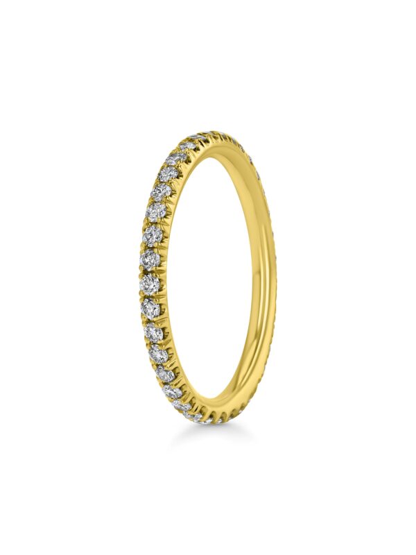 Single Row U-Pave 18k Yellow Gold Ring with 1.5mm Diamonds 2