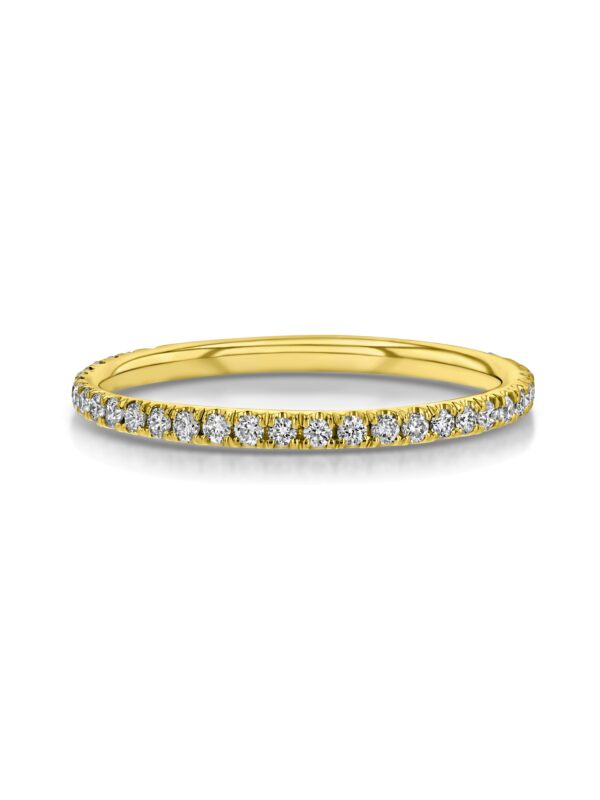 Single Row U-Pave 18k Yellow Gold Ring with 1.2mm Diamonds