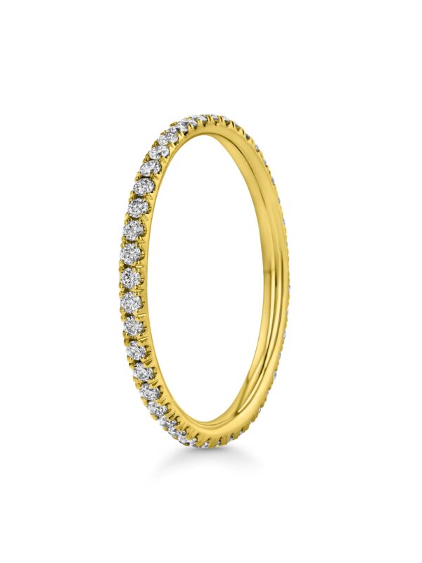 Single Row U-Pave 18k Yellow Gold Ring with 1.2mm Diamonds 2