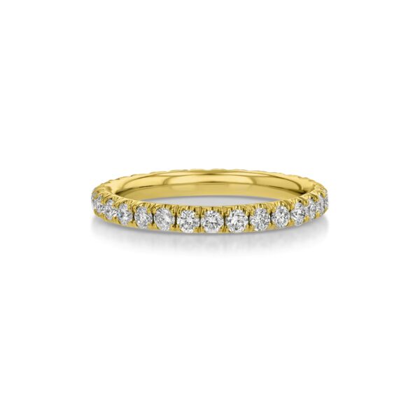 Single Row U-Pave 18k Yellow Gold Ring with 2.0mm Diamonds