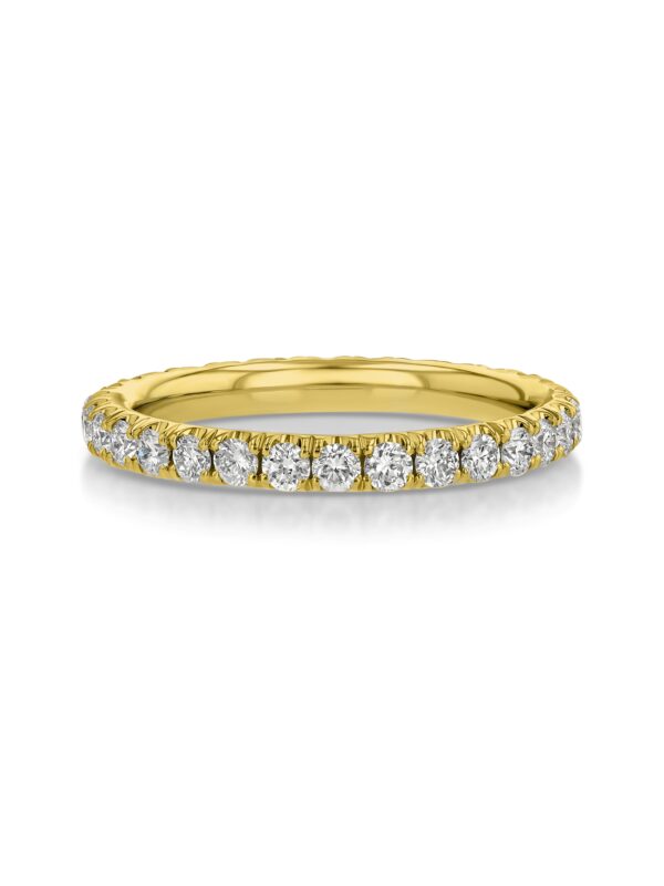 Single Row U-Pave 18k Yellow Gold Ring with 2.0mm Diamonds