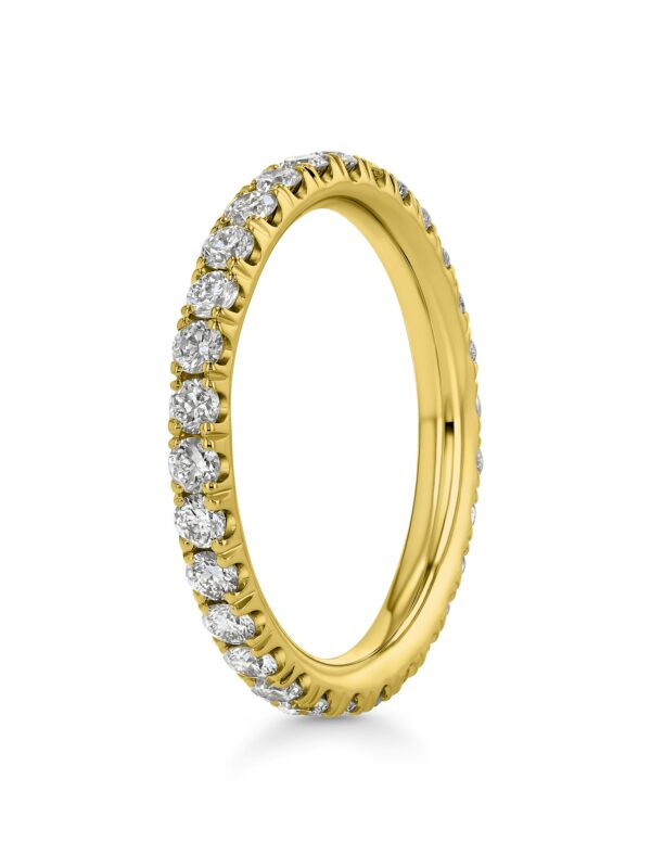 Single Row U-Pave 18k Yellow Gold Ring with 2.0mm Diamonds 2