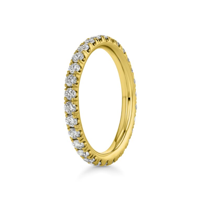 Single Row U-Pave 18k Yellow Gold Ring with 2.0mm Diamonds 2