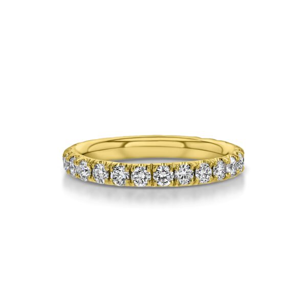 Single Row U-Pave 18k Yellow Gold Ring with 2.3mm Diamonds