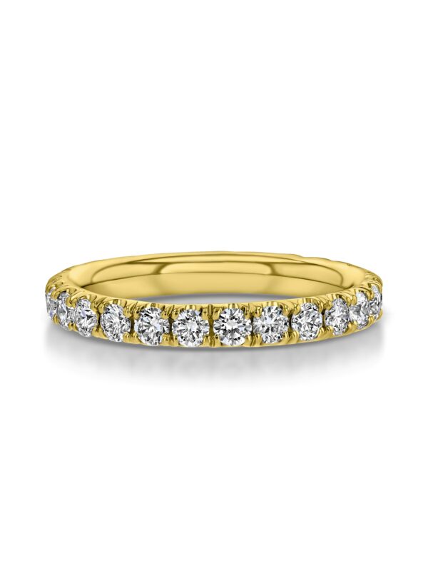 Single Row U-Pave 18k Yellow Gold Ring with 2.3mm Diamonds