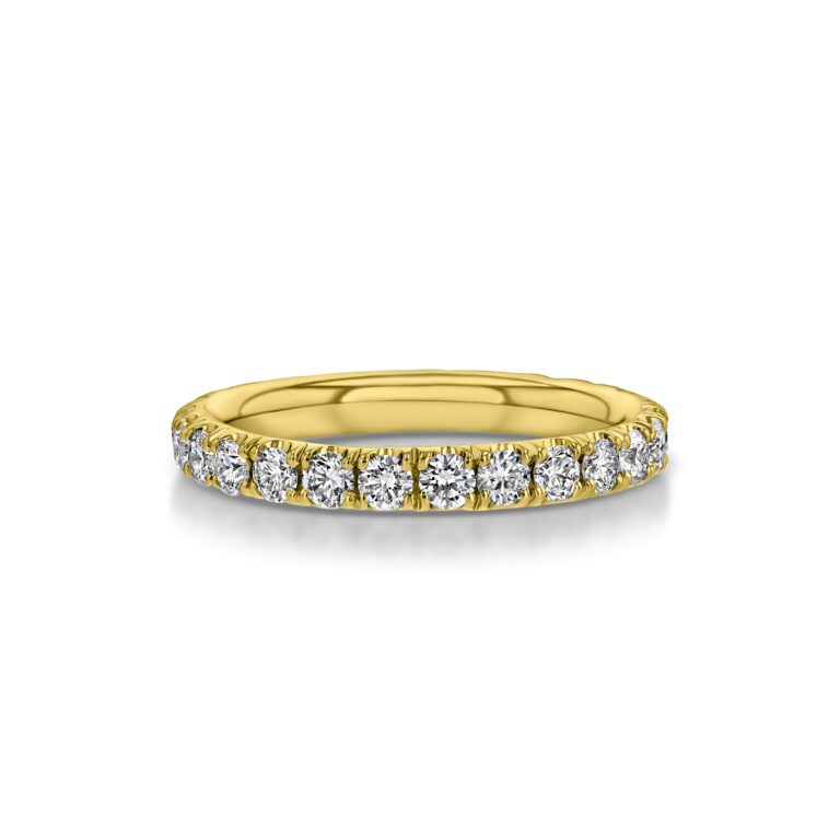 Single Row U-Pave 18k Yellow Gold Ring with 2.3mm Diamonds