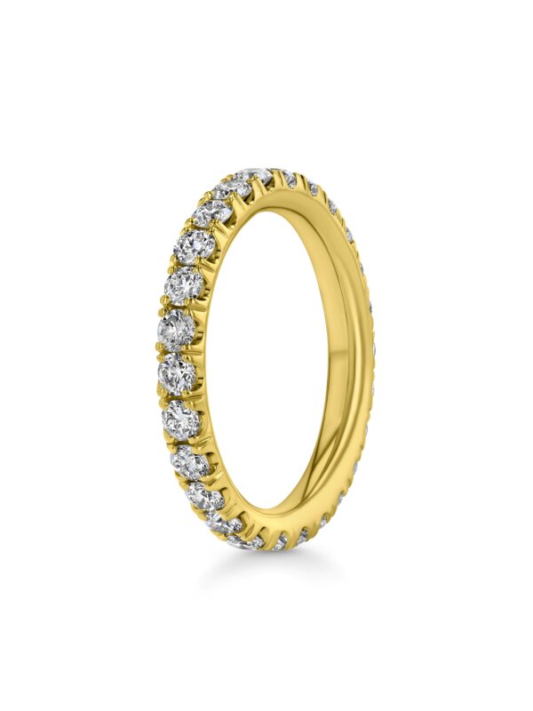 Single Row U-Pave 18k Yellow Gold Ring with 2.3mm Diamonds 2