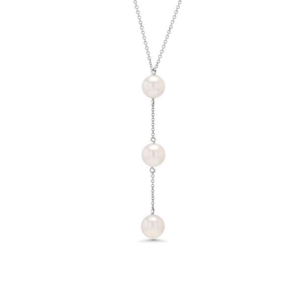 18k Gold Three Pearl Drop Necklace