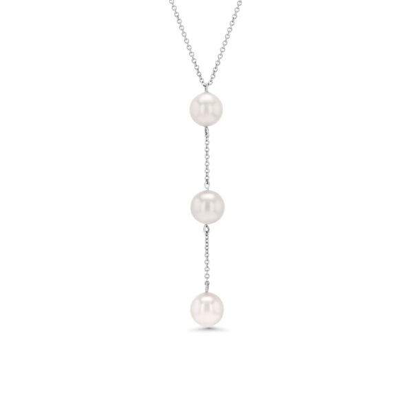 18k Gold Three Pearl Drop Necklace