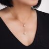 18k Gold Two Pearl Drop Necklace