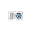 18kt White Gold Ring with Hex Aquamarine and Diamonds