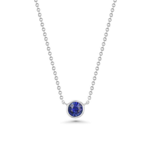 Blue Sapphire Wire Wrap Platinum Necklace