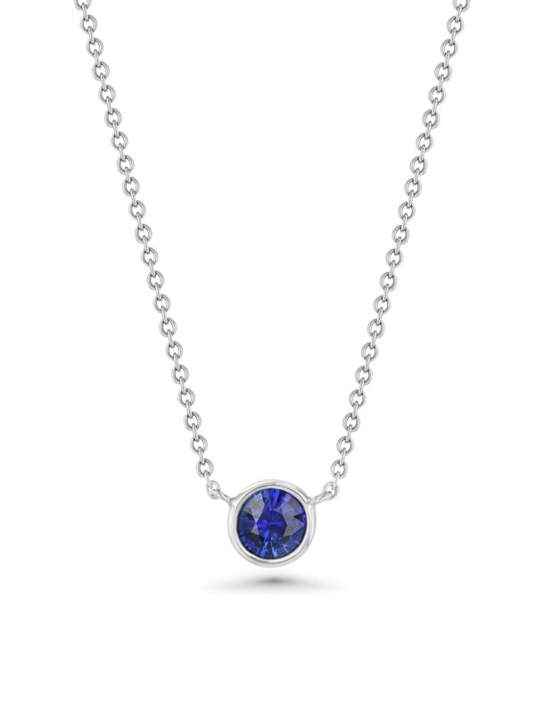 Blue Sapphire Wire Wrap Platinum Necklace