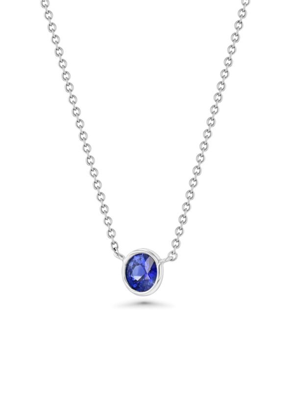 Blue Sapphire Wire Wrap Platinum Necklace