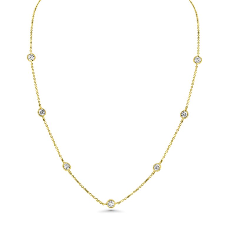 Diamond  18k Yellow Gold 16" Station Necklace