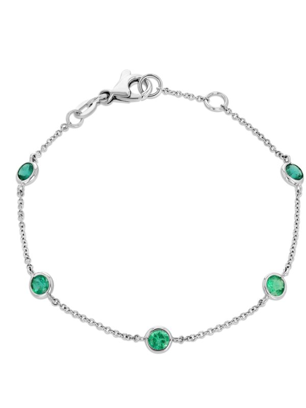 Emerald 18k White Gold Station Bracelet