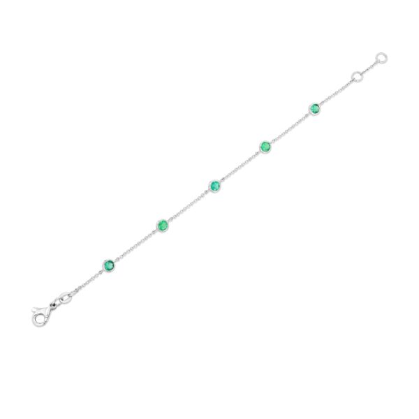 Emerald 18k White Gold Station Bracelet