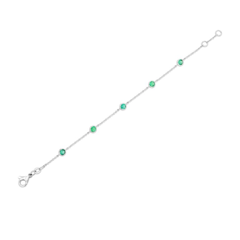 Emerald 18k White Gold Station Bracelet 2