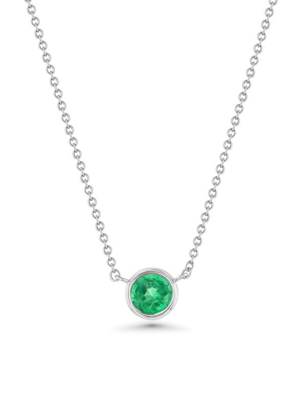 Emerald Wire Wrap Platinum Necklace