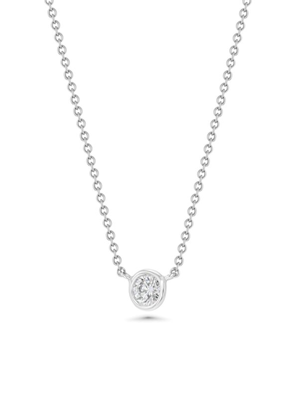 GIA-Certified Diamond 18K White Gold Wire Wrap Necklace 2