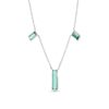 Green Tourmaline Three Stone 18k White Gold Necklace