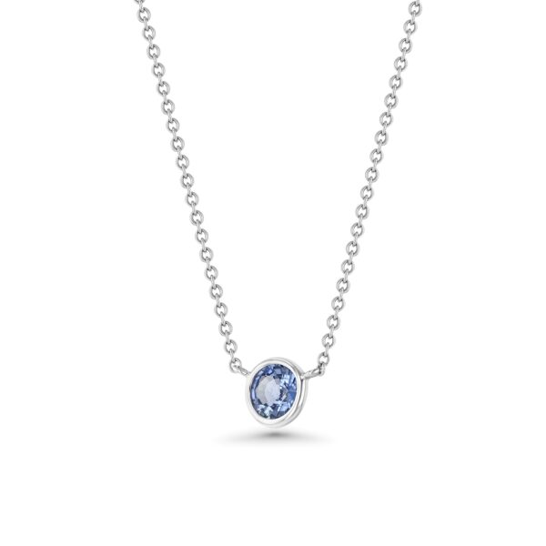 Light Blue Sapphire Wire Wrap 18k White Gold Necklace