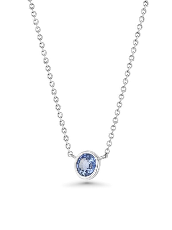 Light Blue Sapphire Wire Wrap 18k White Gold Necklace 2