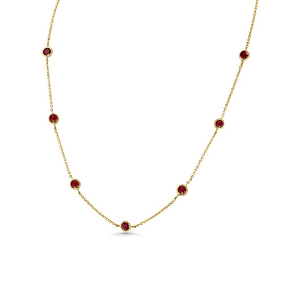 Ruby 18k Yellow Gold 16" Station Necklace