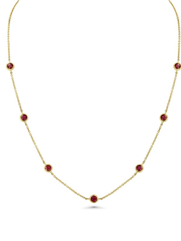 Ruby 18k Yellow Gold 16" Station Necklace