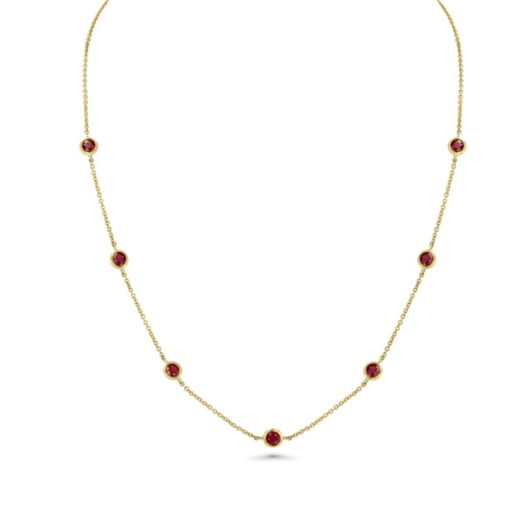 Ruby 18k Yellow Gold 16" Station Necklace