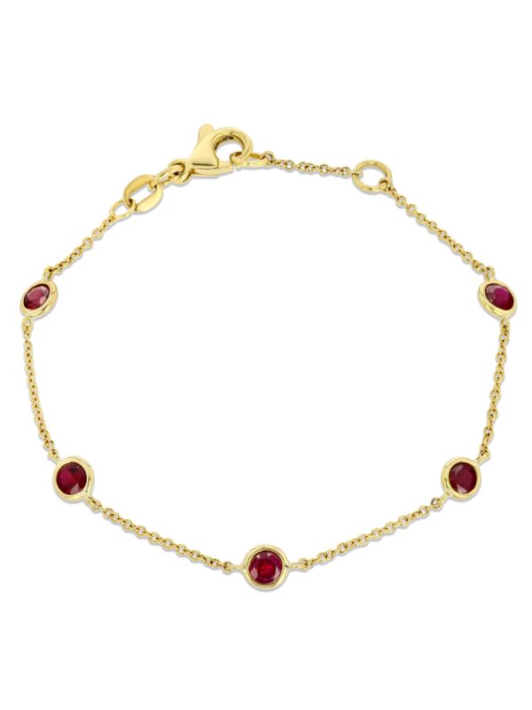 Ruby 18k Yellow Gold Station Bracelet