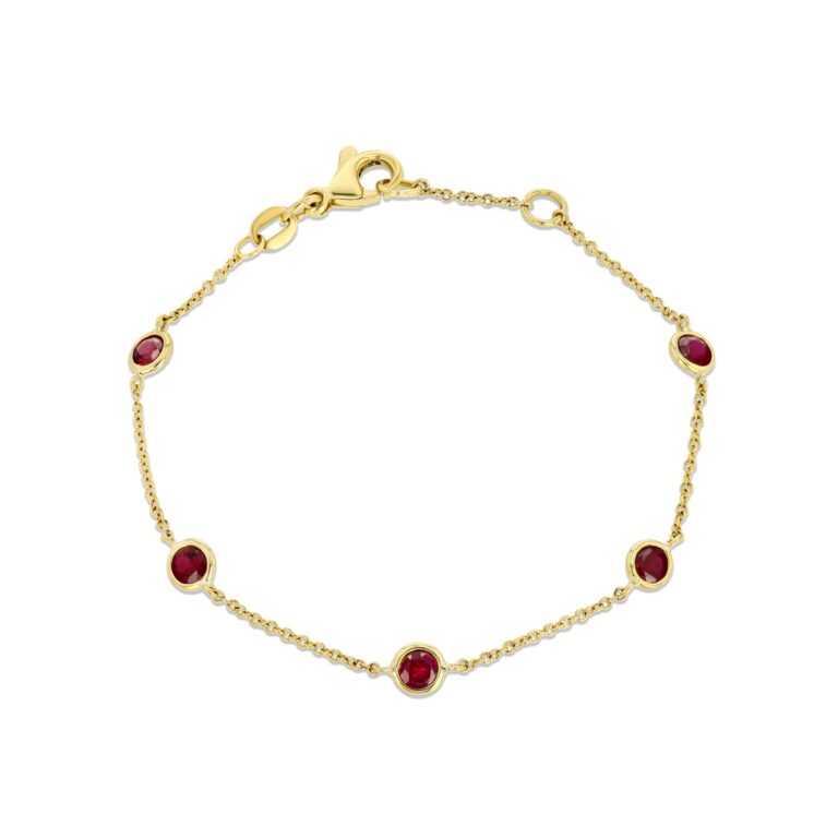 Ruby 18k Yellow Gold Station Bracelet