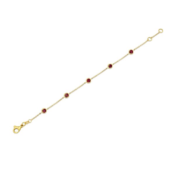 Ruby 18k Yellow Gold Station Bracelet